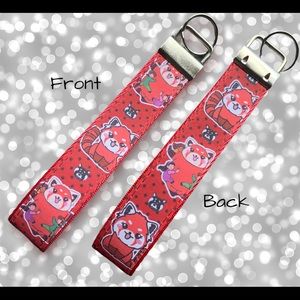 Red panda wristlet, key fob